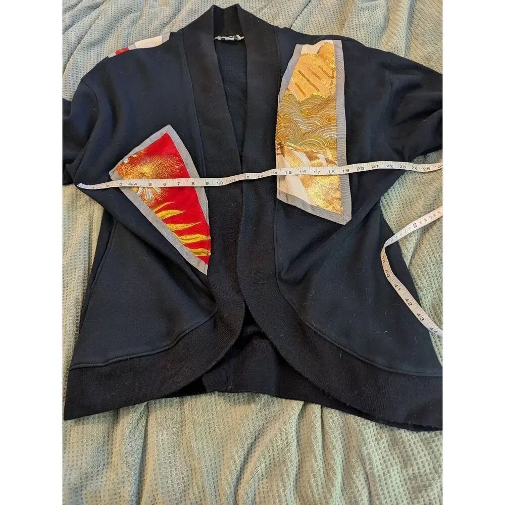 Vintage 80s Sachi New York Art Wear Kimono Jacket with Gold & Red Patchwork XL - Picture 6 of 6